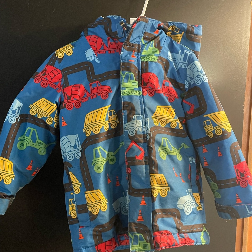 The Children's Place Blue Jacket with Colorful Vehicles